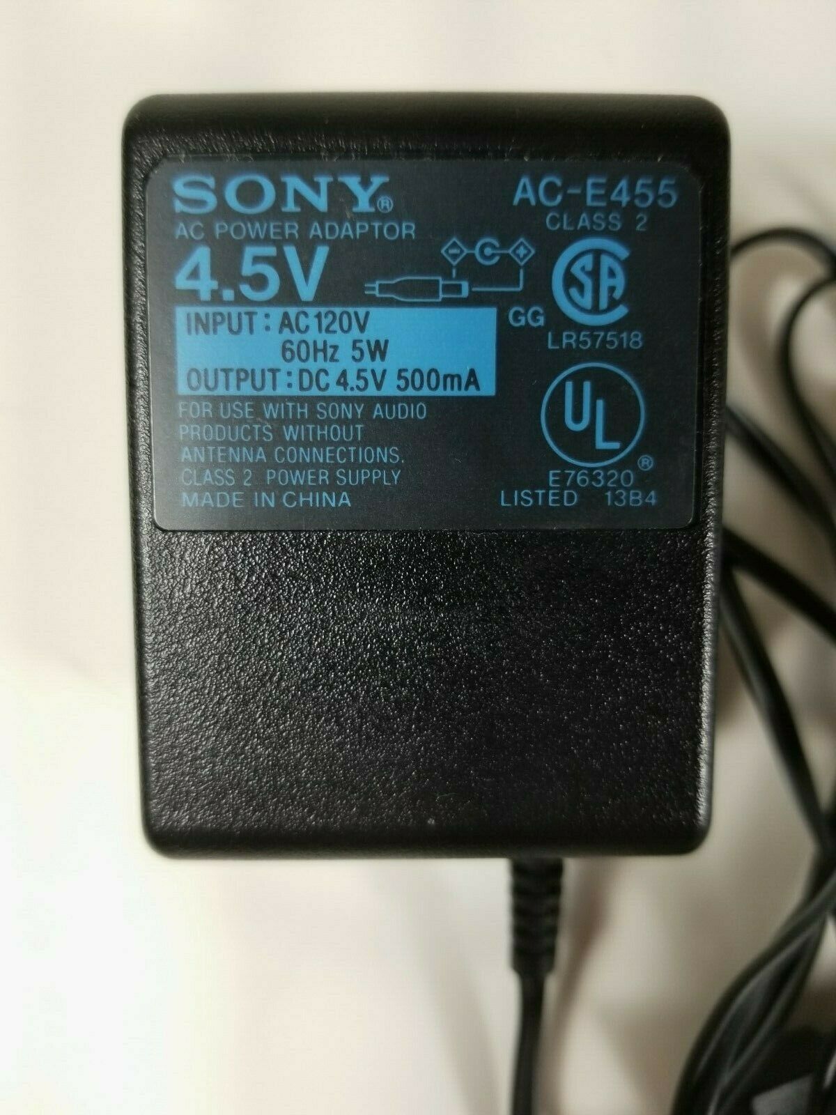 NEW Sony AC-E455A AC-E455 Adapter Power Supply DC 4.5 Volt 500mA for CD Player Dis